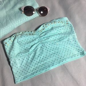 VS Pink Turquoise Gold Studded Crop Top
